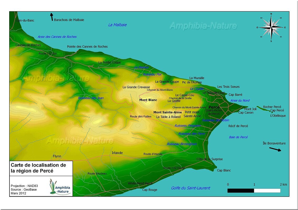 Carte de localisation de la région de Percé