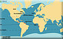 carte de répartition mondiale de la tortue luth